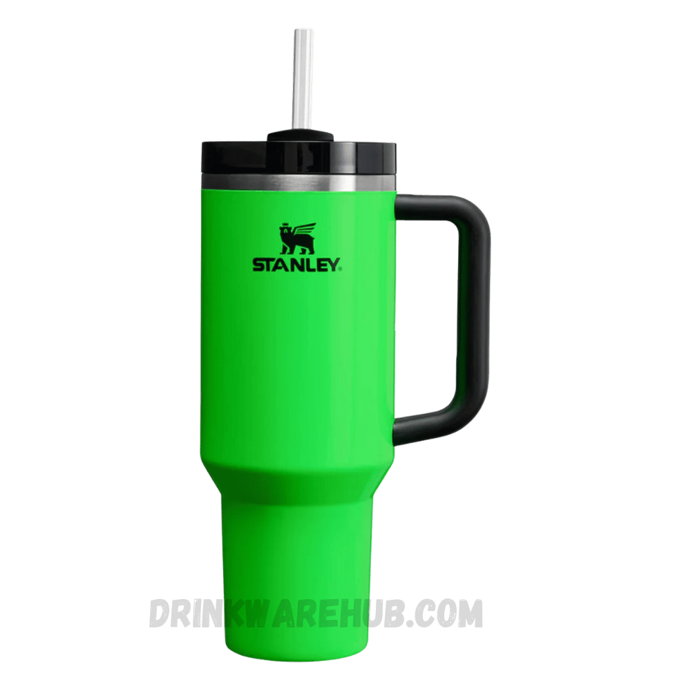 Stanley Tumbler Neon Green 40 OZ – Bright and bold insulated tumbler in a vibrant neon green color. Keeps drinks hot or cold for hours, ideal for outdoor adventures, gym, and daily hydration.