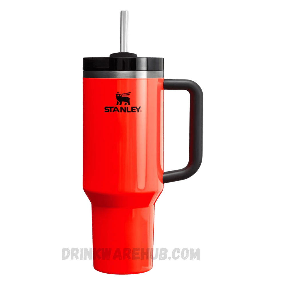 Stanley Tumbler Neon Orange 40 OZ – Bold and vibrant insulated tumbler in a striking neon orange color. Designed to keep drinks hot or cold for hours, ideal for outdoor adventures and active lifestyles.