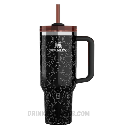 Stanley Quencher Flowstate Mug X Barbie 80s Western Ken 40 OZ – Exclusive Barbie collaboration featuring a retro 80s Western Ken design. This limited edition Stanley Flowstate Quencher keeps beverages hot or cold for hours, perfect for collectors, travel, and daily hydration.
